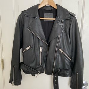 Black Allsaints Balfern Leather Biker Jacket